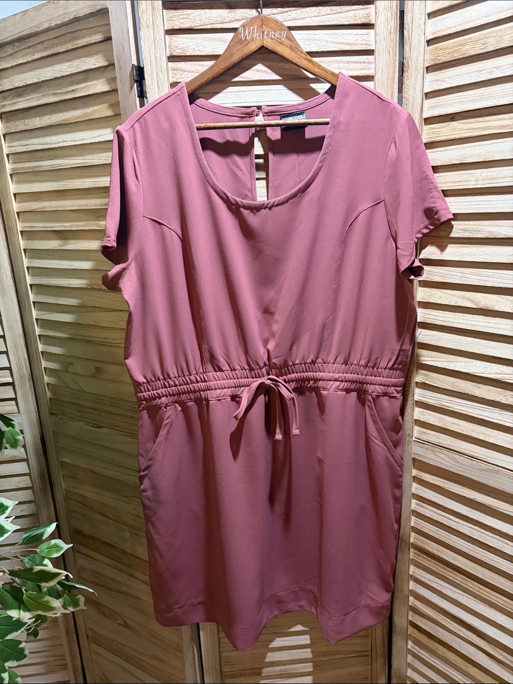 32 Degrees Mauve Pink Short Sleeve Drawstring Waist Dress